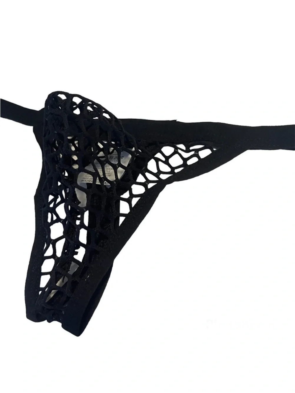 Mens Thong G-String Mesh See Through Black Underwear Medium Sexy Gogo Exposed